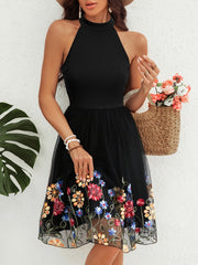 Cutout Grecian Neck Mini Dress with Lace.