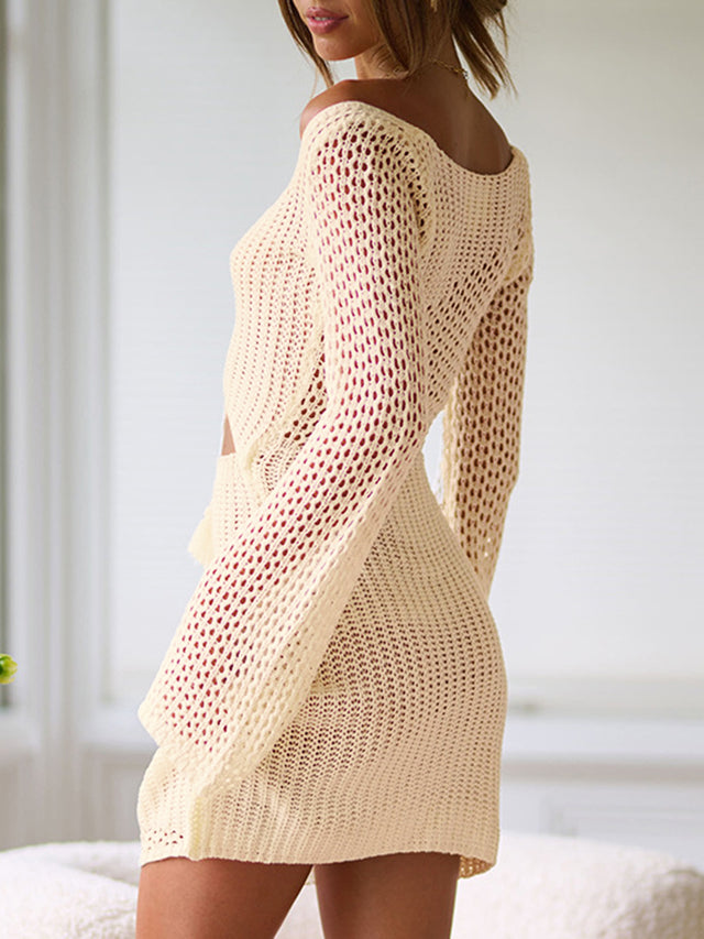 Cutout Lace-Up Long Sleeve Cover Up.