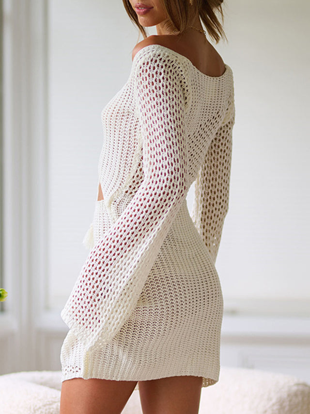 Cutout Lace-Up Long Sleeve Cover Up.