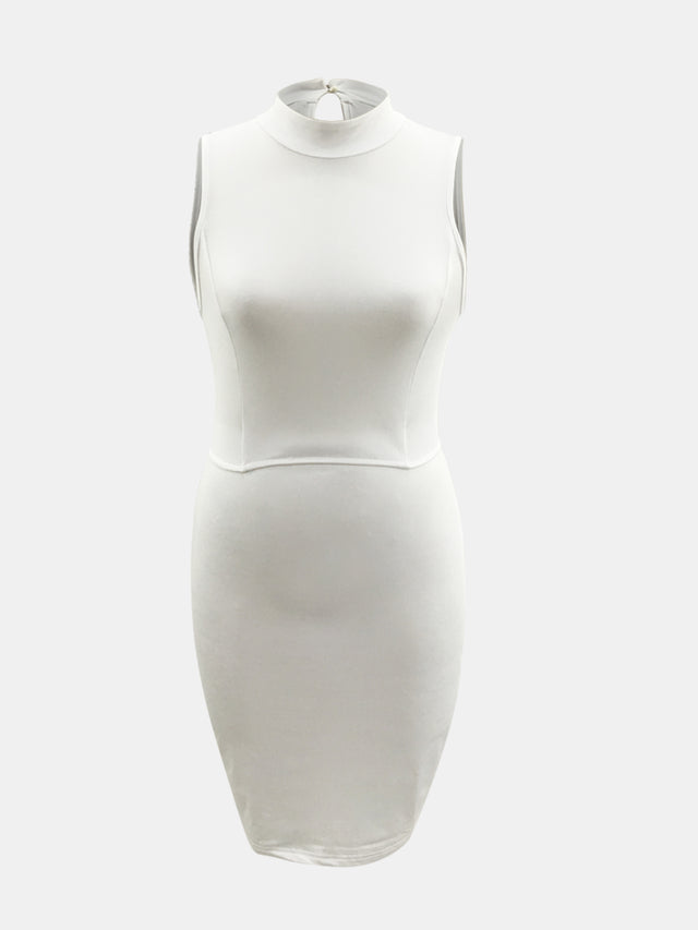 Cutout Mock Neck Sleeveless Dress.
