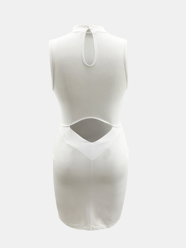 Cutout Mock Neck Sleeveless Dress.