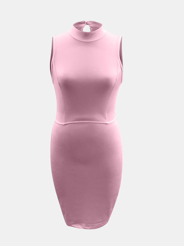 Cutout Mock Neck Sleeveless Dress.