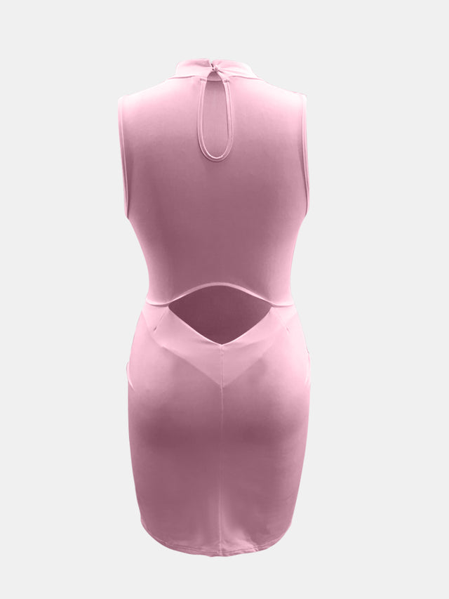 Cutout Mock Neck Sleeveless Dress.