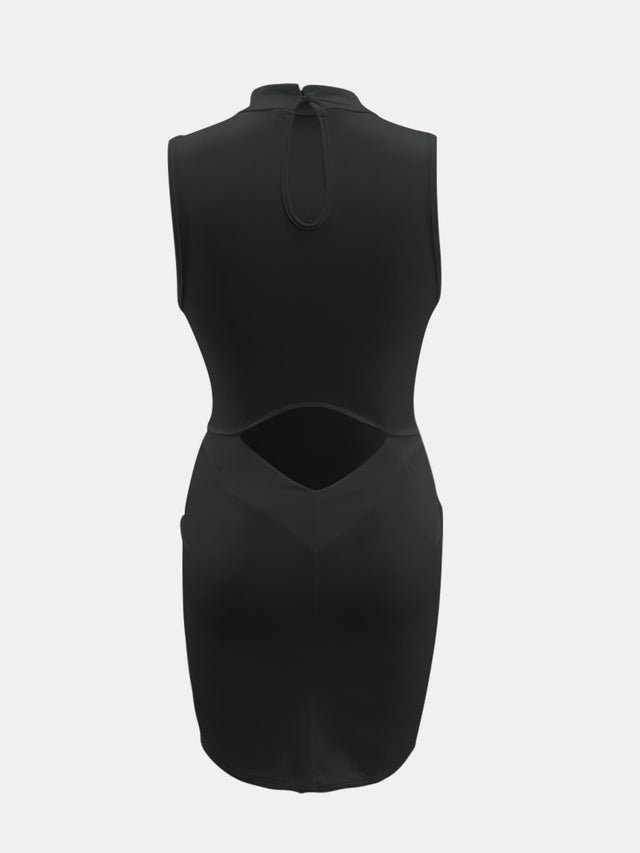 Cutout Mock Neck Sleeveless Dress.