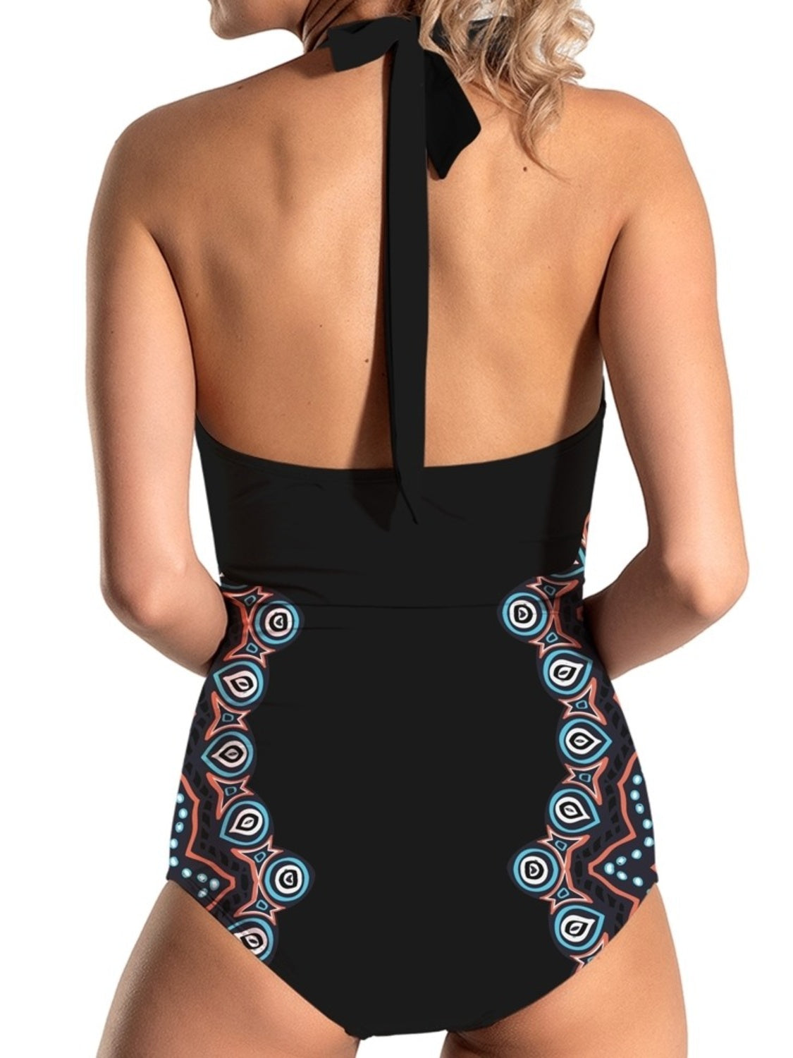 Fam Fam Cutout Printed Halter Neck One-Piece Swimwear.