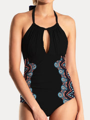 Fam Fam Cutout Printed Halter Neck One-Piece Swimwear.