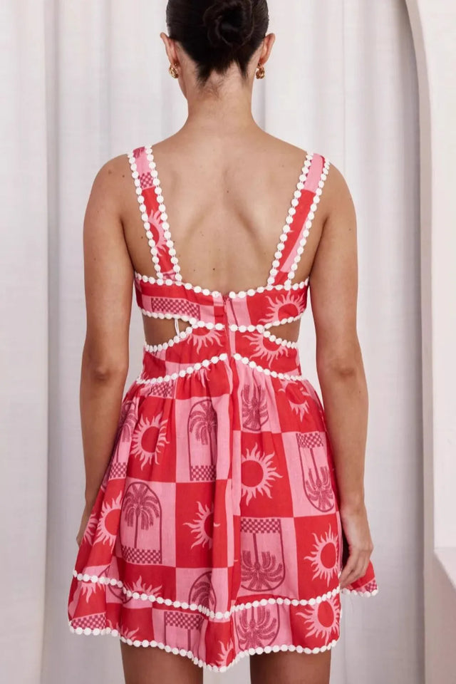 Cutout Printed Mini Dress.