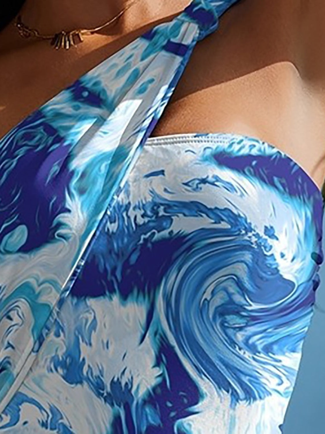 Fam Fam Cutout Printed One-Shoulder One-Piece Swimwear.
