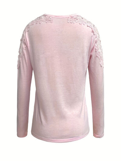 Cutout Round Neck Long Sleeve T-Shirt