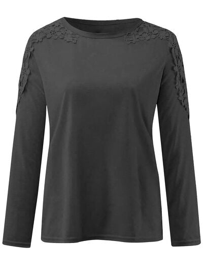 Cutout Round Neck Long Sleeve T-Shirt