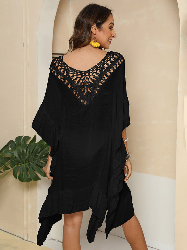 Cutout Ruffled Half Sleeve Cover-Up.