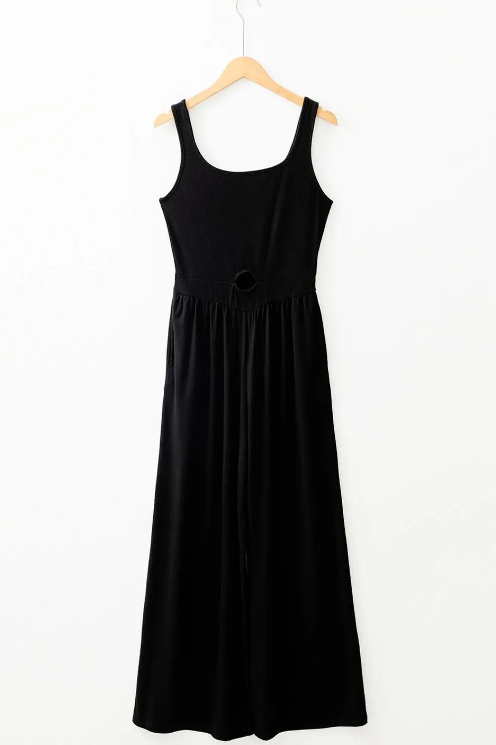 Cutout Scoop Neck Wide Strap Jumpsuit.