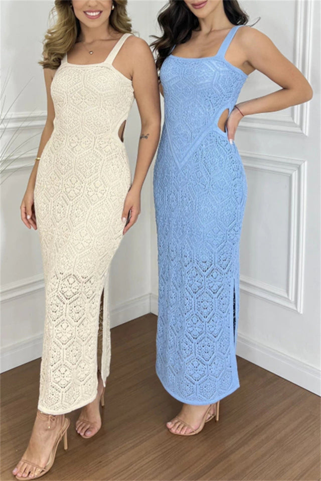Cutout Side Slit Maxi Tank Dress.