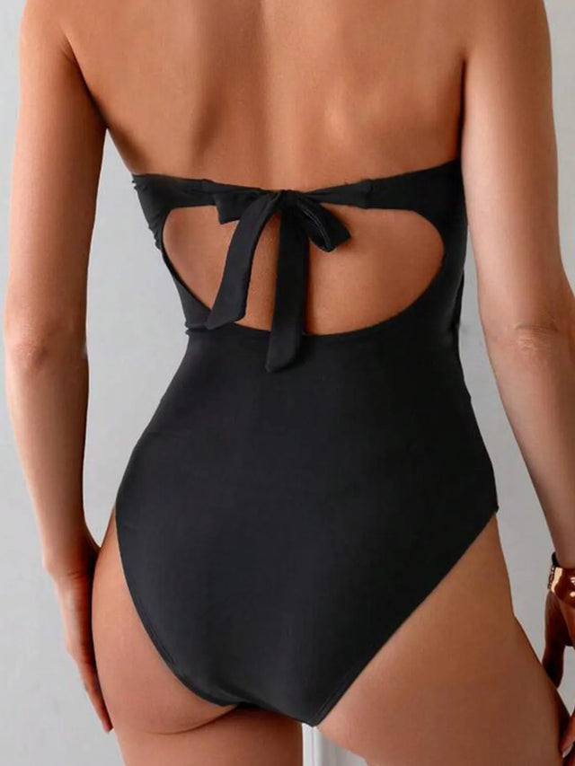 Cutout Sweetheart Neck One-Piece Swimwear with Tied Detail.
