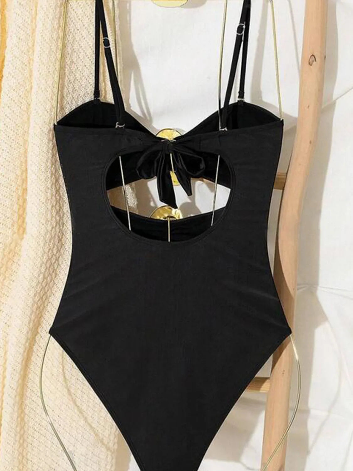 Cutout Sweetheart Neck One-Piece Swimwear with Tied Detail.
