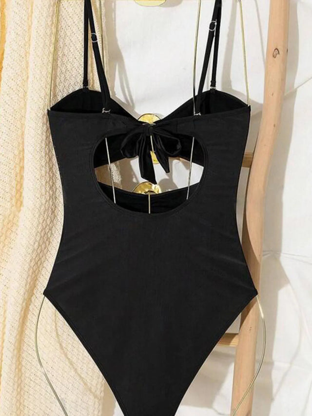 Cutout Sweetheart Neck One-Piece Swimwear with Tied Detail.
