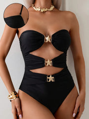Cutout Sweetheart Neck One-Piece Swimwear.