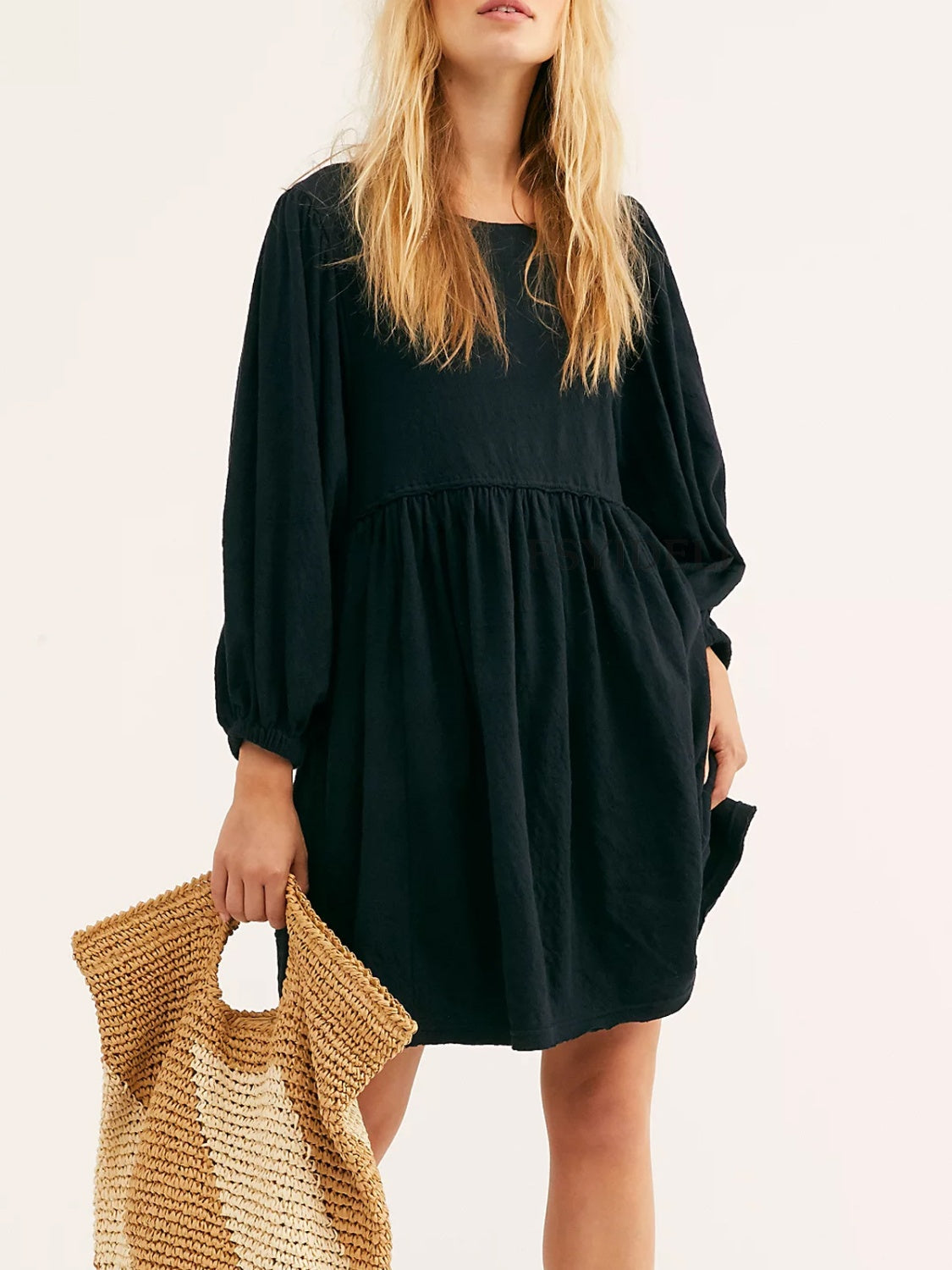 Cutout Textured Long Sleeve Mini Dress.