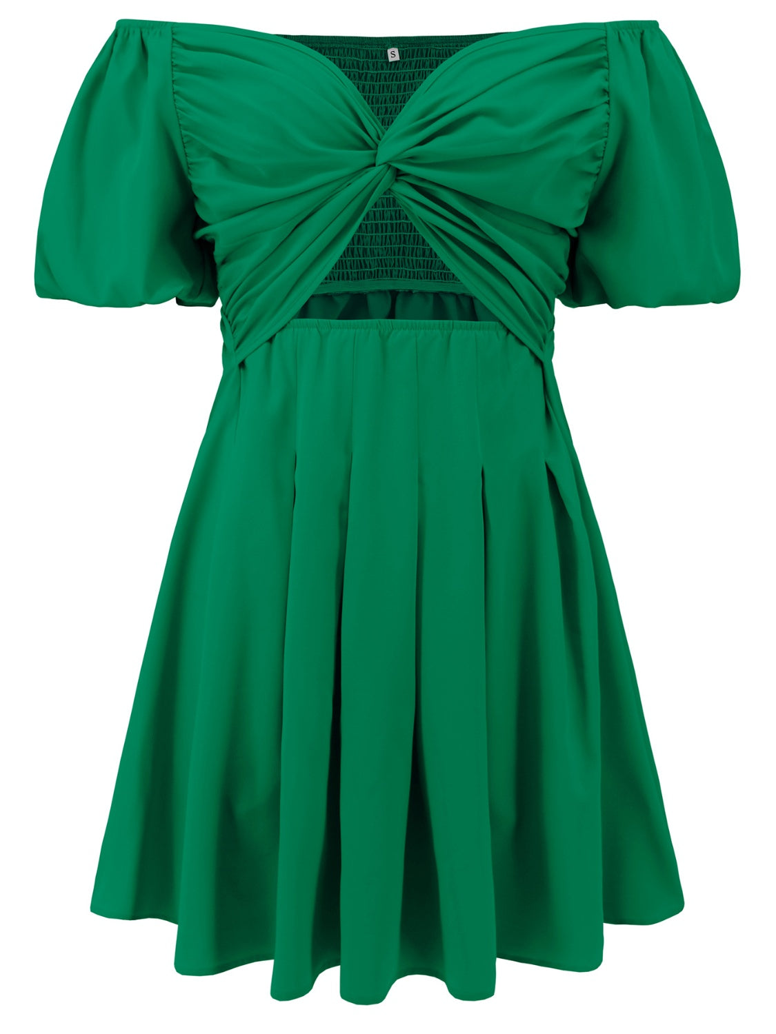 Cutout Twisted Off-Shoulder Short Sleeve Dress.