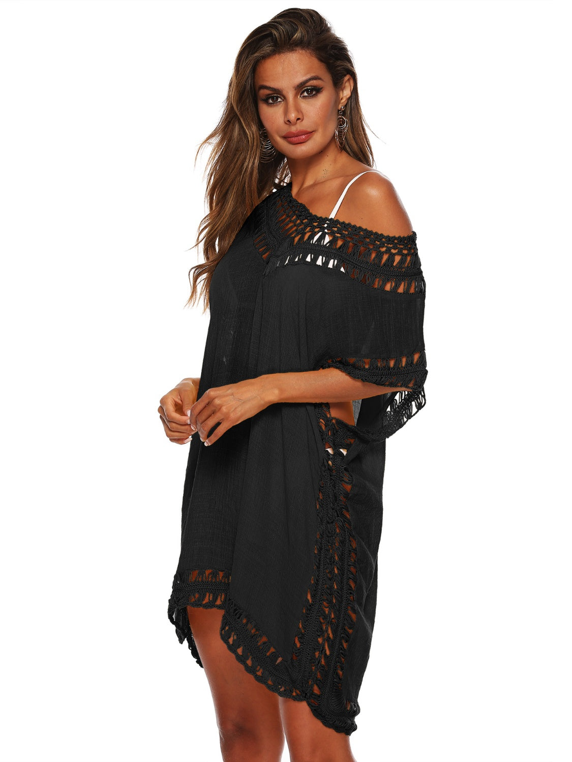 Cutout V-Neck Short Sleeve Cover-Up.