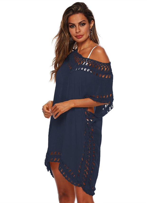 Cutout V-Neck Short Sleeve Cover-Up.