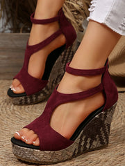Cutout Wedge Platform Sandals