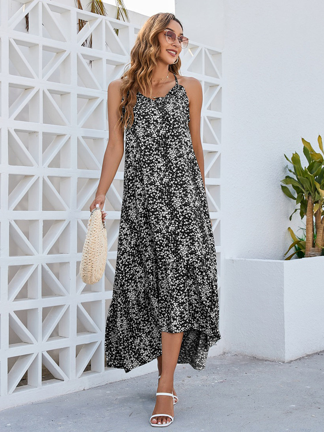 Ditsy Floral Scoop Neck Midi Cami Dress.