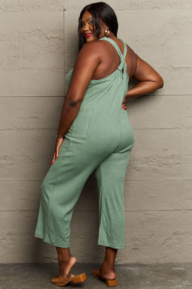 Don't Get It Twisted Rib Knit Jumpsuit with Pockets.