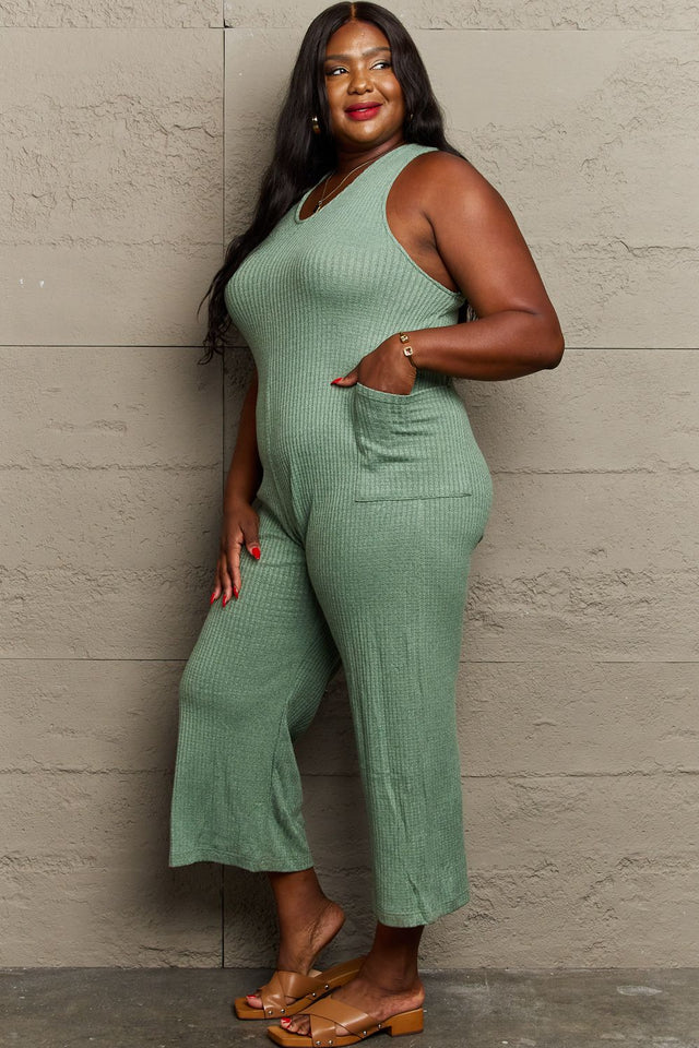 Don't Get It Twisted Rib Knit Jumpsuit with Pockets.