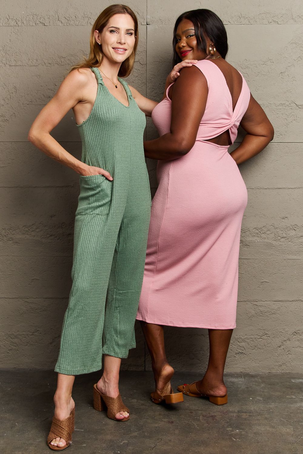 Don't Get It Twisted Rib Knit Jumpsuit with Pockets.