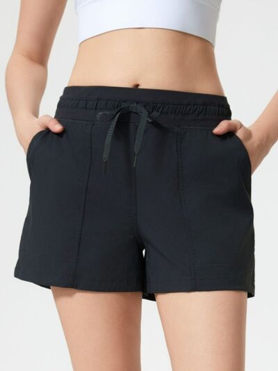 Drawstring active shorts with pockets.
