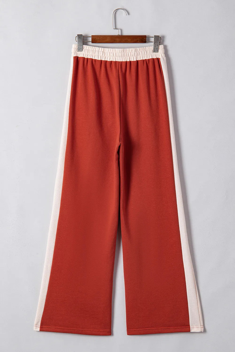 Drawstring contrast wide leg pants, opaque.