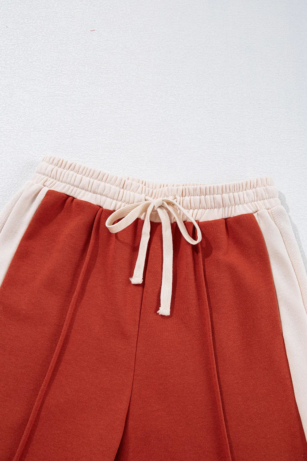 Drawstring contrast wide leg pants, opaque.