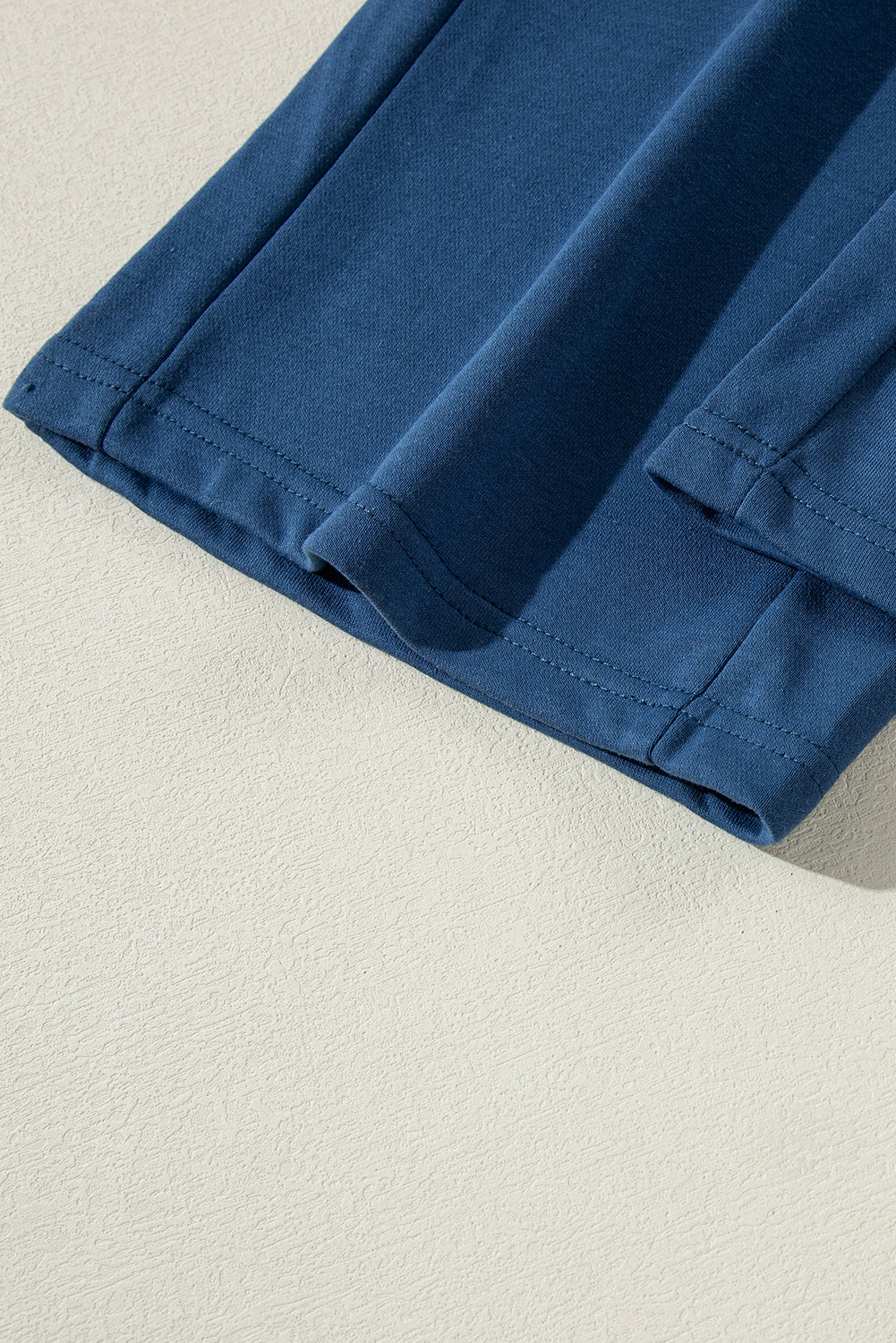 Drawstring elastic waist straight leg pants, opaque.
