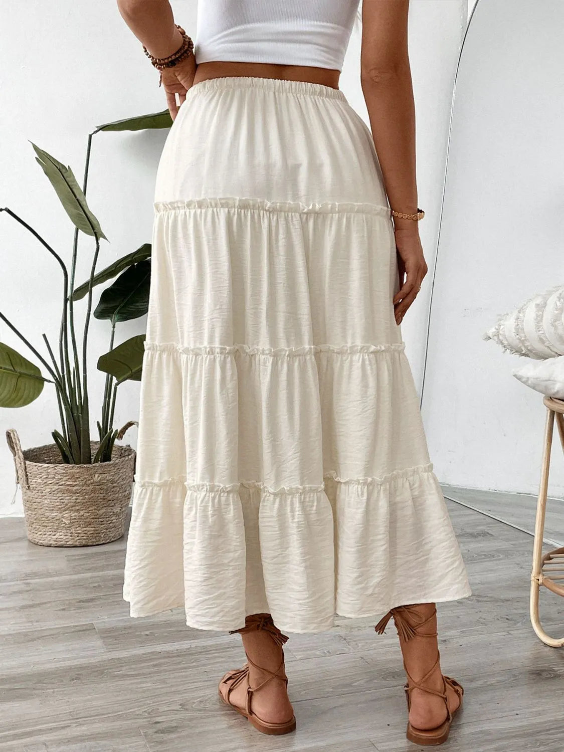 Drawstring Frill Tiered Skirt.