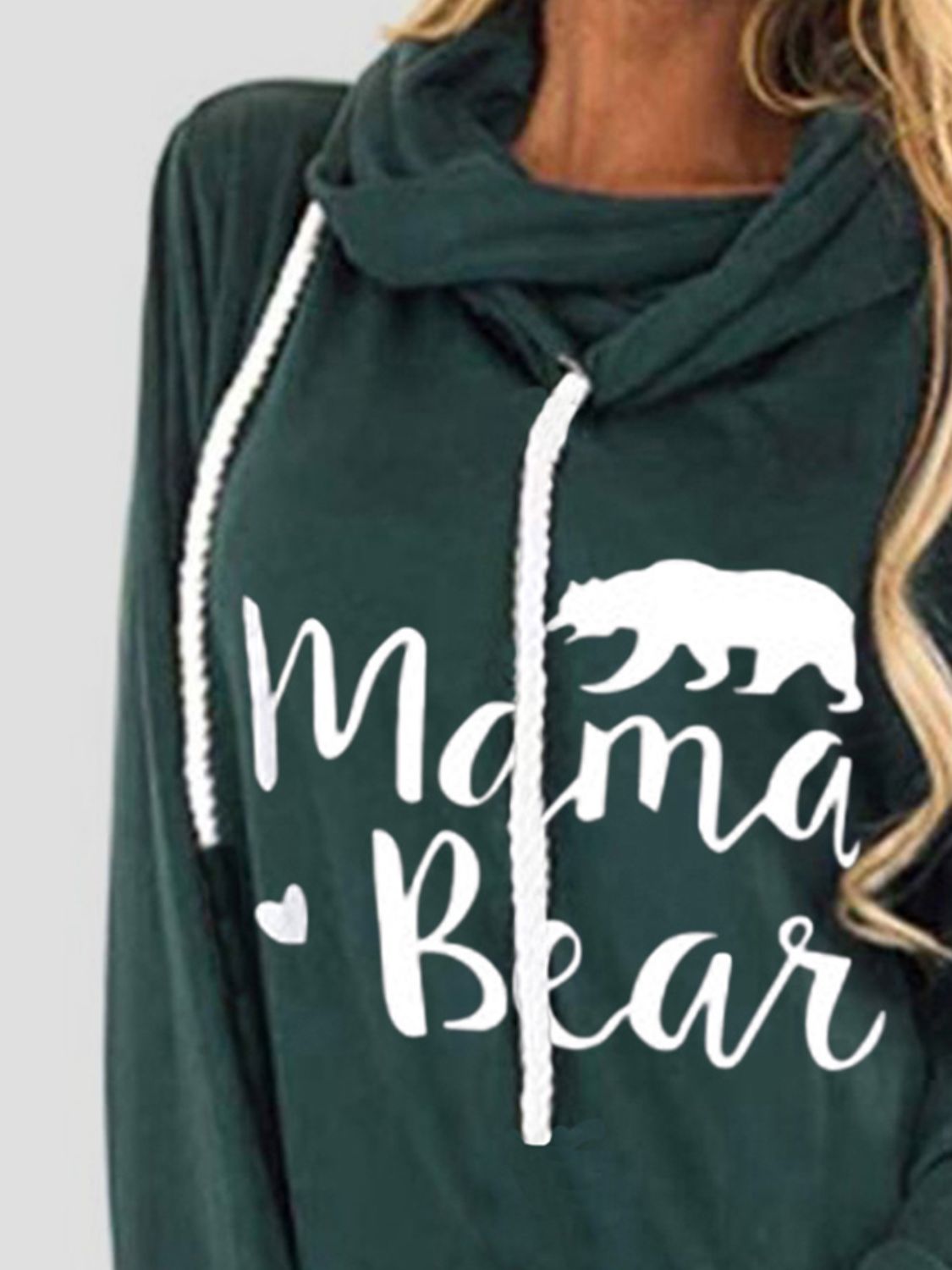 Drawstring letter graphic long sleeve hoodie.