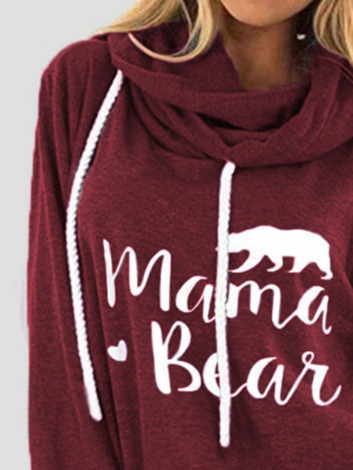 Drawstring letter graphic long sleeve hoodie.