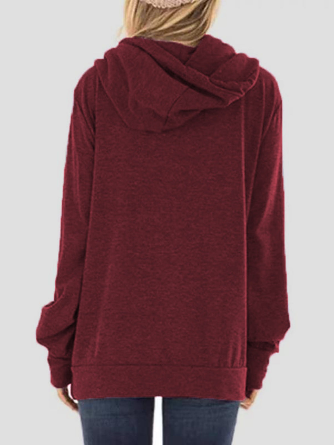 Drawstring letter graphic long sleeve hoodie.