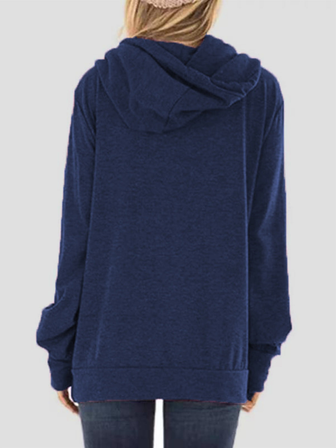 Drawstring letter graphic long sleeve hoodie.