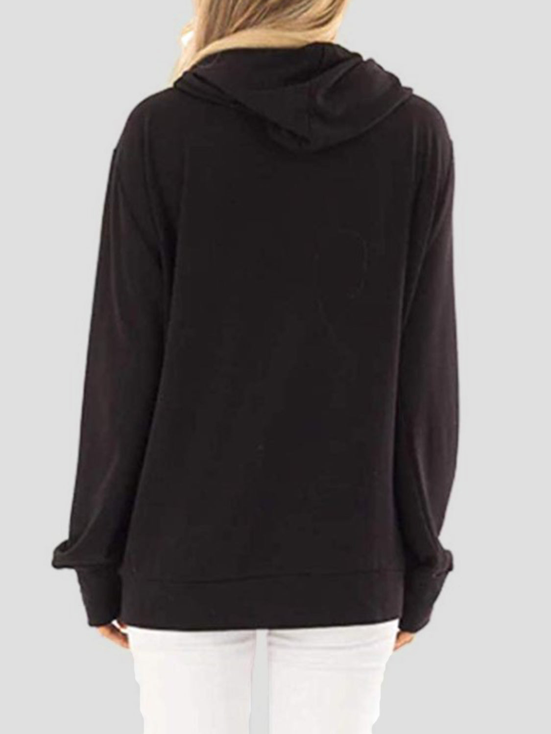 Drawstring letter graphic long sleeve hoodie.