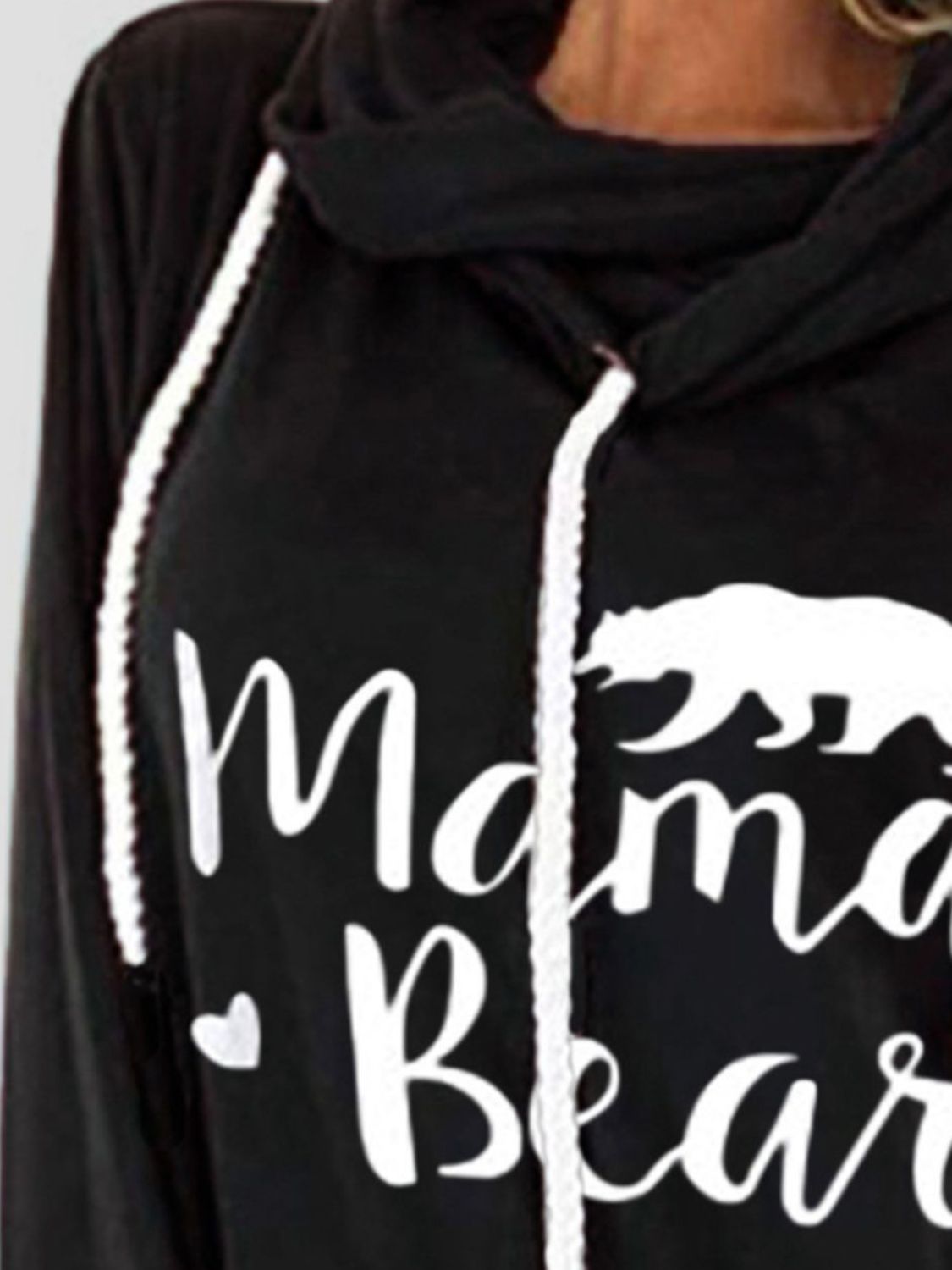 Drawstring letter graphic long sleeve hoodie.
