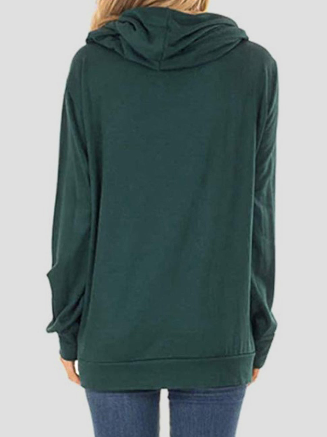 Drawstring letter graphic long sleeve hoodie.