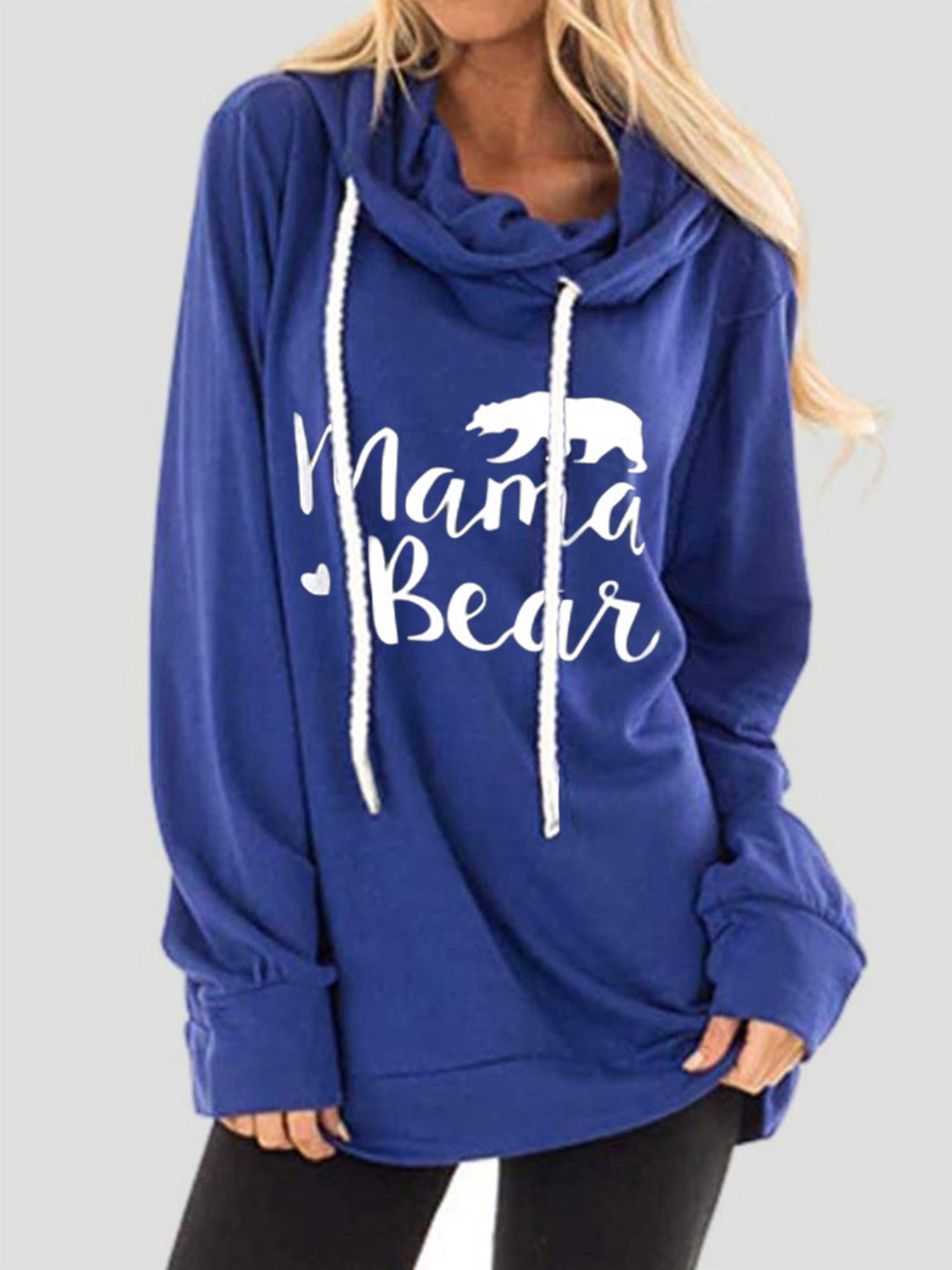 Drawstring letter graphic long sleeve hoodie.
