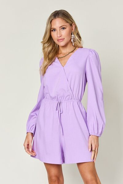 Drawstring Long Sleeve Romper.