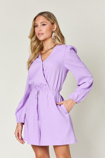 Drawstring Long Sleeve Romper.