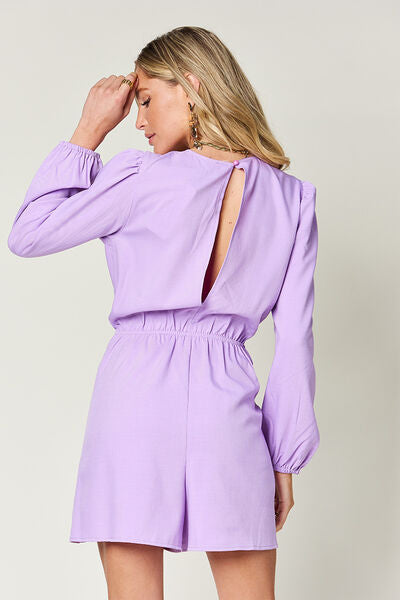 Drawstring Long Sleeve Romper.