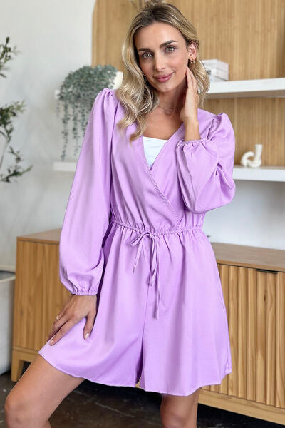 Drawstring Long Sleeve Romper.