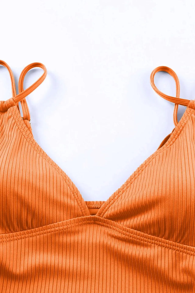 Drawstring Plunge One-Piece Swimwear.