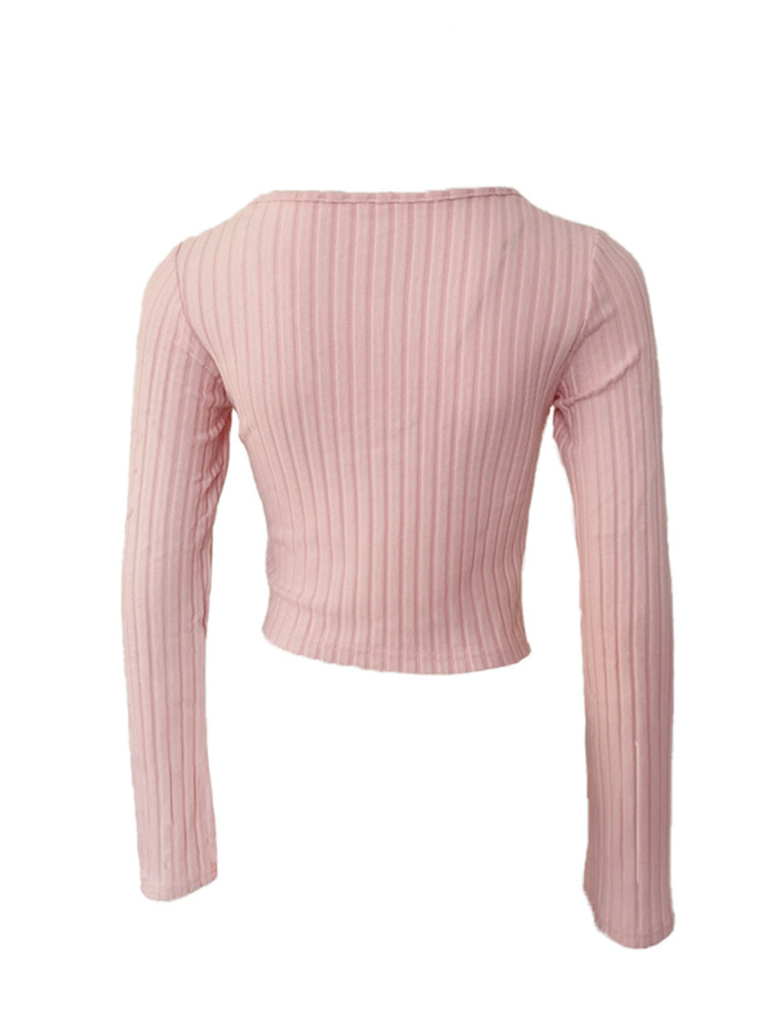 Drawstring ruched long sleeve ribbed top.