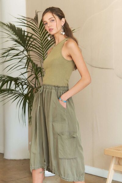 Adora Drawstring Sleeveless Washed Dress.